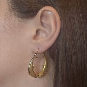 18k Gold Dolphin Hoop Earrings